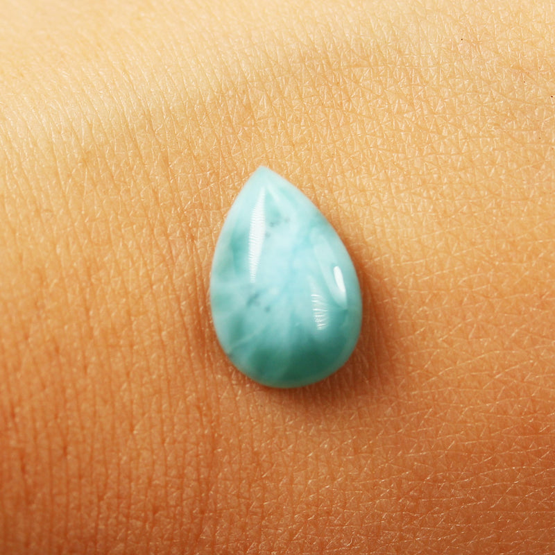 2pcs 100% Natural Dominican Larimar Cabochon Gemstone Beads Teardrop  Loose Gemstones Pendant Beads ( no hole) , 8*12mm each piece