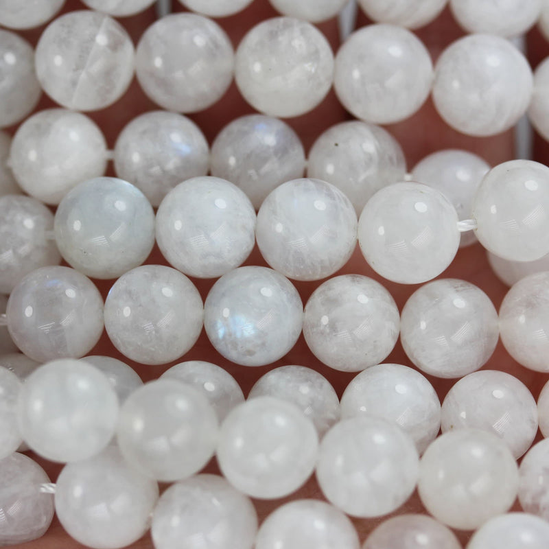 10mm Natural Moonstone with Blue Flash, Gemstone Strand,15.5inch, hole 1mm , about 40 beads