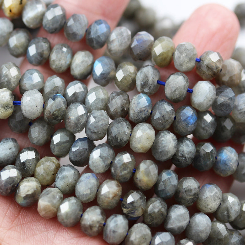 labradorite, 4*5.5mm Faceted Rondelle Gemstone Strand, One full strand , about 100 beads , 1mm hole