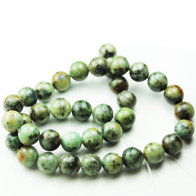 Africa Turquoise, 10mm Round  Gemstone Strand, One full strand  Green &Brown color, hole 1mm