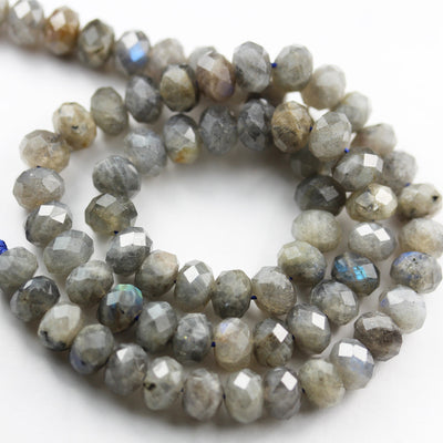 labradorite, 4*5.5mm Faceted Rondelle Gemstone Strand, One full strand , about 100 beads , 1mm hole