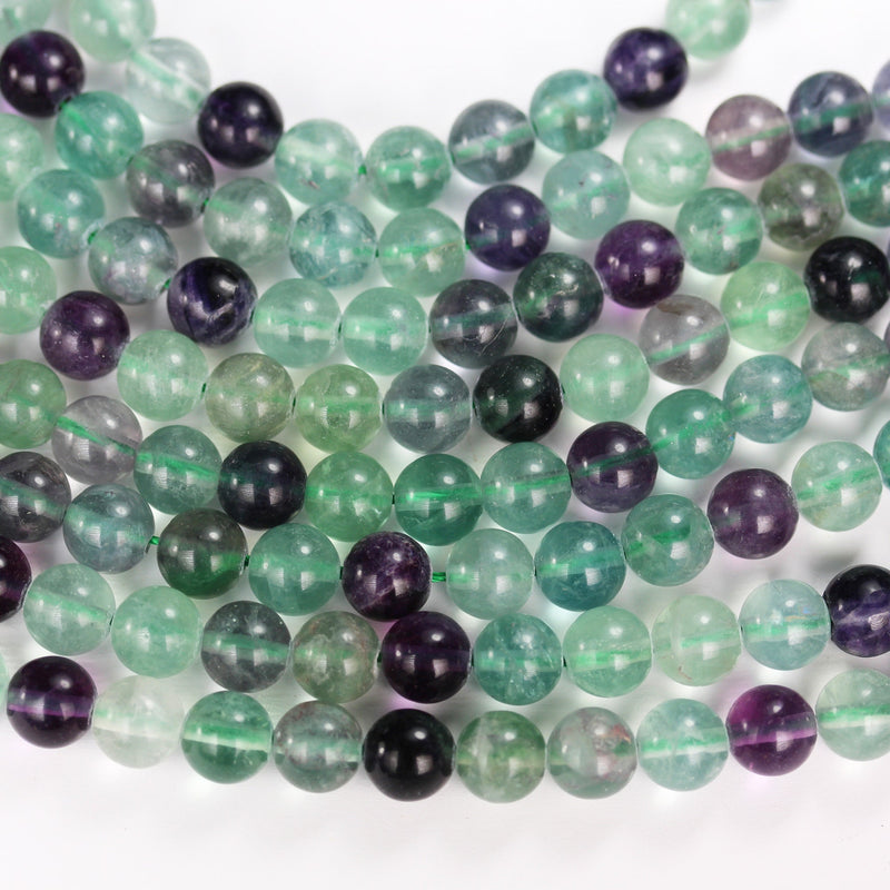 Fluorite, 6mm Round Fluorite Gemstone Strand,16 inch, hole 0.8mm