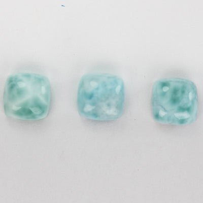 2pcs 100% Natural Dominican Larimar Cabochon Gemstone Beads Square  Loose Gemstones Beads ( no hole) , 8mm