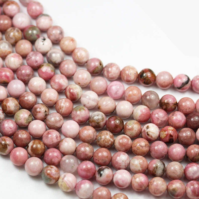 Rhodonite, 6mm round gemstone ,One full strand Natural Gemstone, 15", about 65 beads, 1mm hole