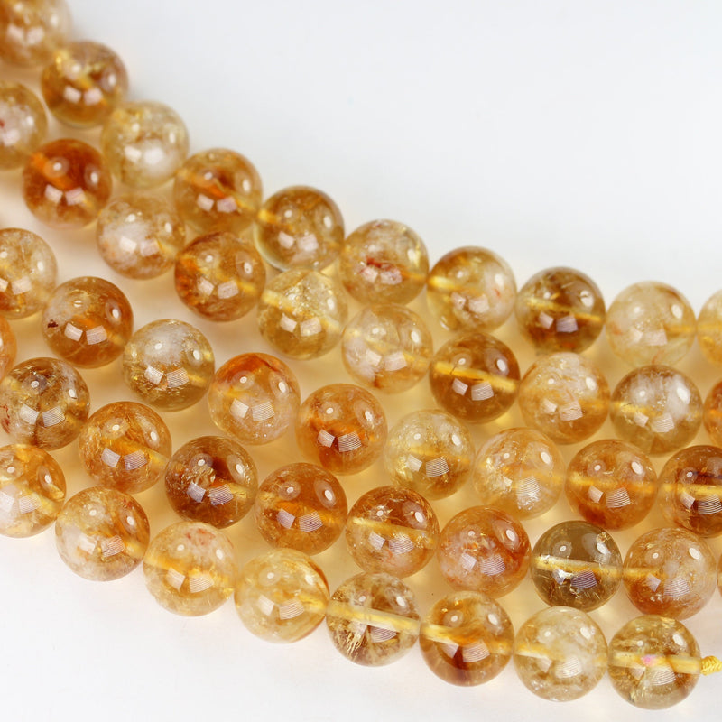 Natural Citrine, 12mm One full strand Gemstone Strand, Center drilled Round shape , 16inch , 1mm hole, about 35pcs