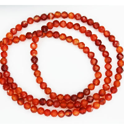 Carnelian, 3mm Faceted Round Gemstone Beads Strand, hole0.6 mm, 15.5 inch, about 130beads