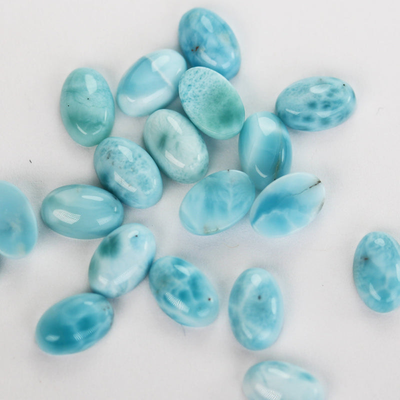 2pcs 100% Natural Dominican Larimar Cabochon Gemstone Beads Oval Loose Gemstones Beads ( no hole) , 7*9mm each piece