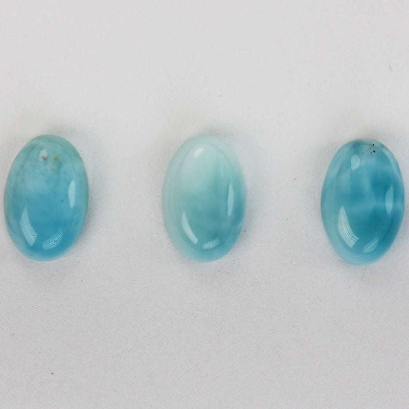 2pcs 100% Natural Dominican Larimar Cabochon Gemstone Beads Oval Loose Gemstones Beads ( no hole) , 7*9mm each piece