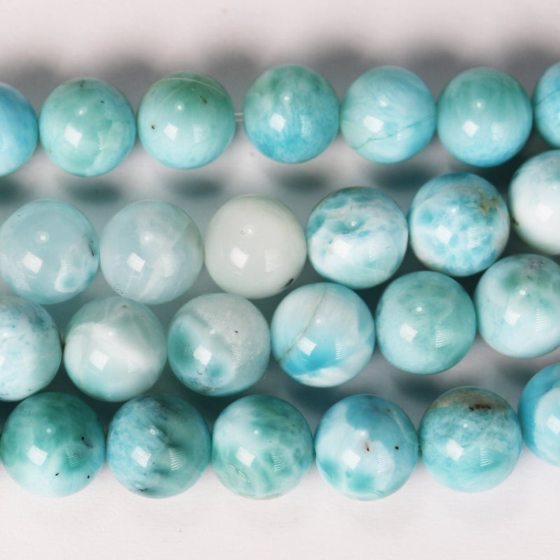 8-9mm Dominican Larimar,  Round Natural Larimar Gemstone Strands, 15.5inch, about 48 beads, 1mm hole