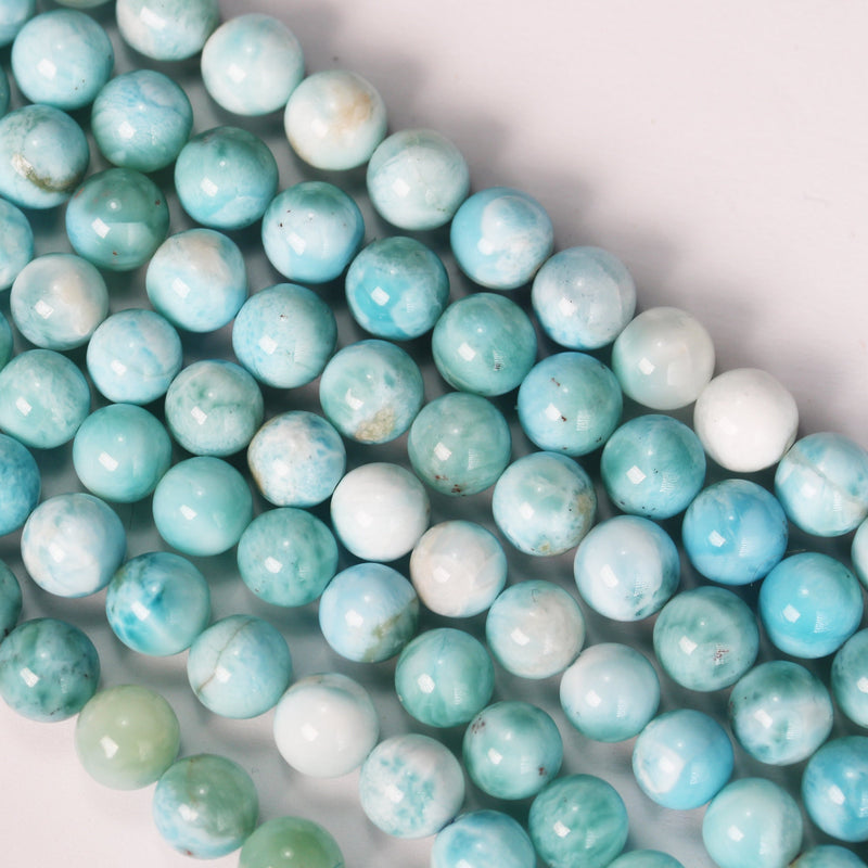 8-9mm Dominican Larimar,  Round Natural Larimar Gemstone Strands, 15.5inch, about 48 beads, 1mm hole