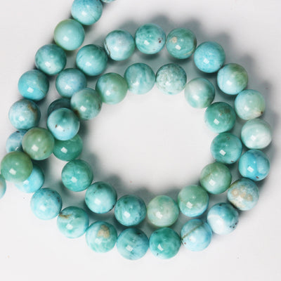 8-9mm Dominican Larimar,  Round Natural Larimar Gemstone Strands, 15.5inch, about 48 beads, 1mm hole