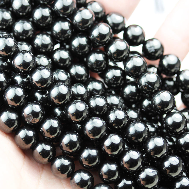 Genuine Real Natural Jet 6mm Round Gemstone Beads Strand, 65 beads, 16 inch, 1mm hole