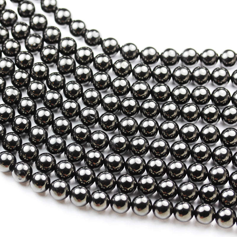 Genuine Real Natural Jet 6mm Round Gemstone Beads Strand, 65 beads, 16 inch, 1mm hole