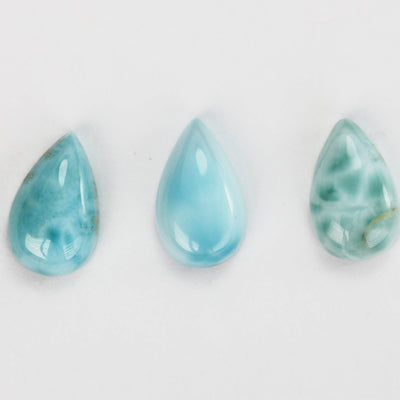 2pcs 100% Natural Dominican Larimar Cabochon Gemstone Beads Teardrop  Loose Gemstones Pendant Beads ( no hole) , 6*10mm each piece