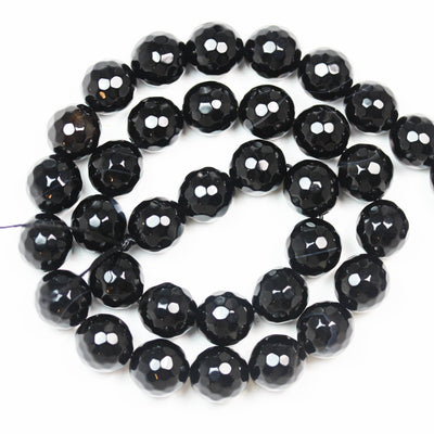 Black onyx , 10mm Faceted Round , Gemstone Beads Strand, One full strand 40 beads, 16 inch, 1mm hole