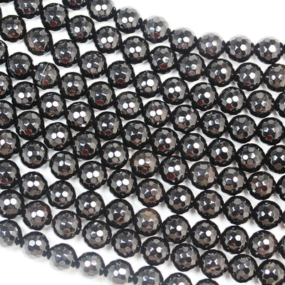 Black onyx , 10mm Faceted Round , Gemstone Beads Strand, One full strand 40 beads, 16 inch, 1mm hole