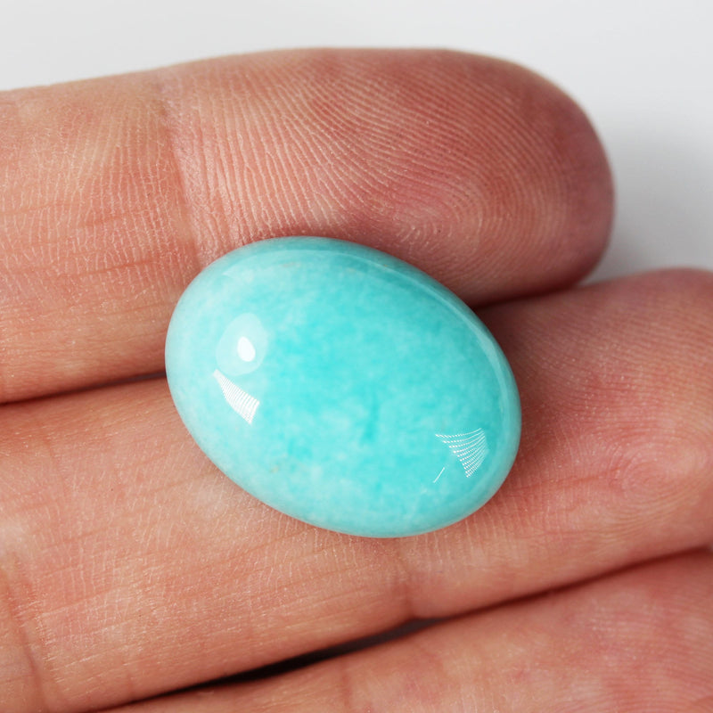 1pc Natural Amazonite Cabochon Gemstone Beads, Blue 20*15mm Oval Cabs, 6mm thick