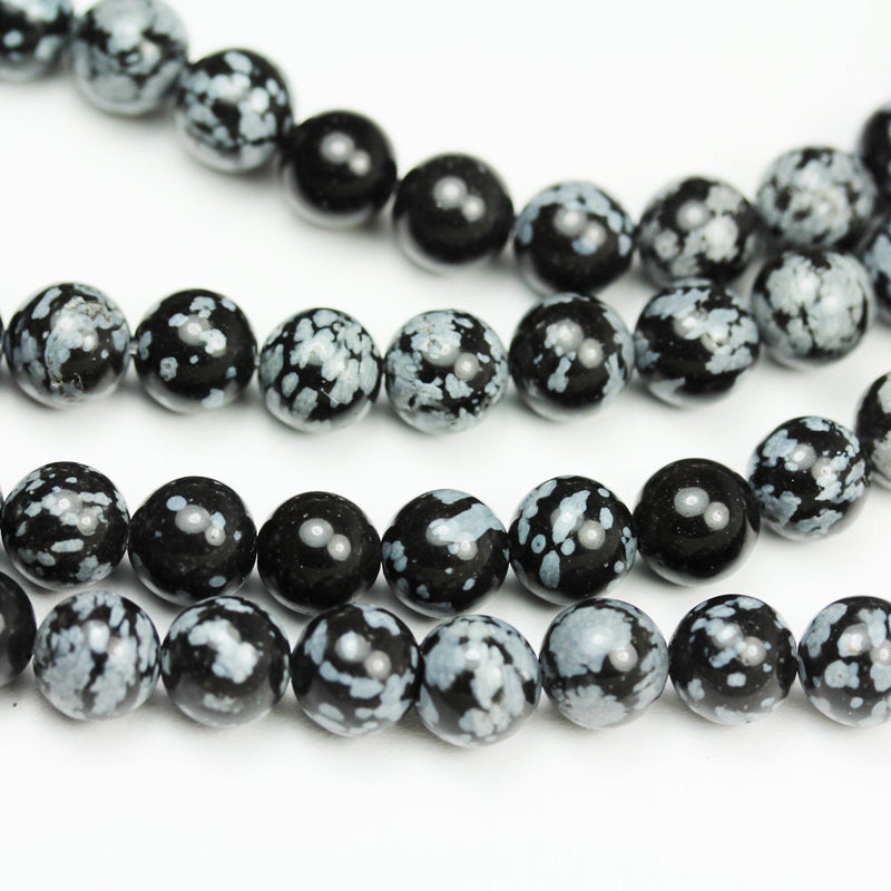 8mm Snowflake Obsidian Natural Gemstone beads strand, 15.5inch, 1mm hole , About 50 Beads