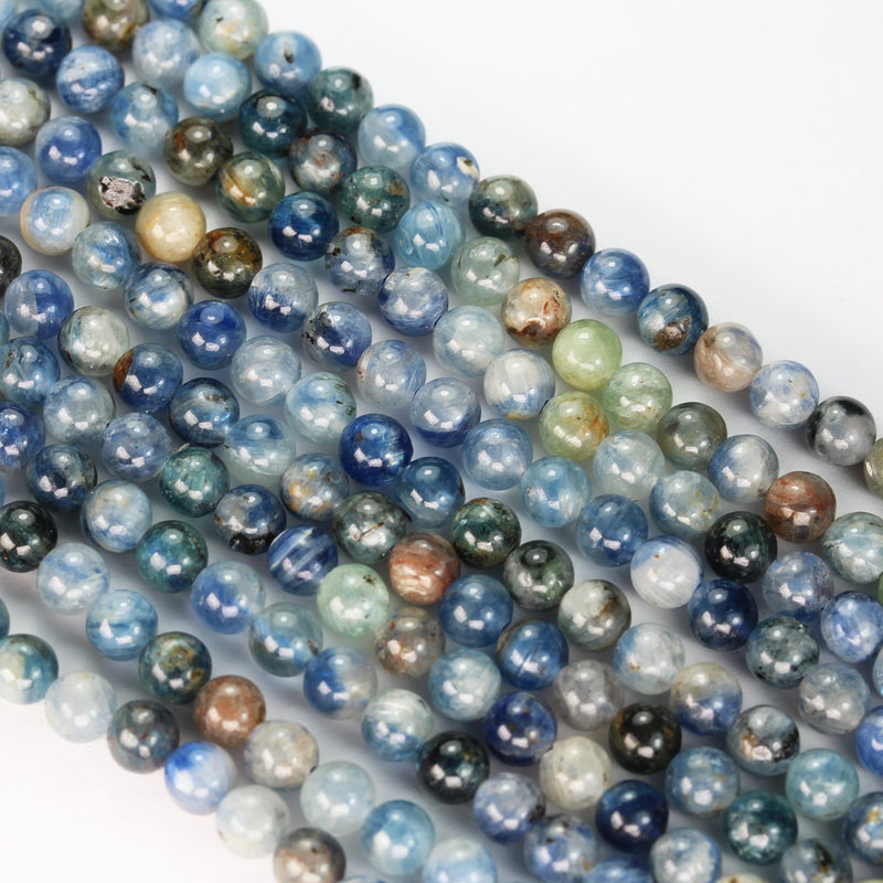 Natural Kyanite, full strand 6mm Blue Round Gemstone Strand, 15.5inch, about 60beads, 1mm hole