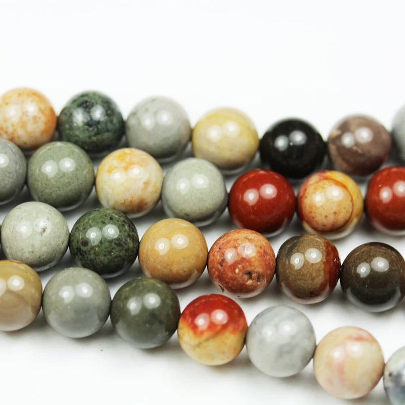 Polychrome Jasper,10mm Round Jasper Gemstone Strand, One full strand  hole 1 mm