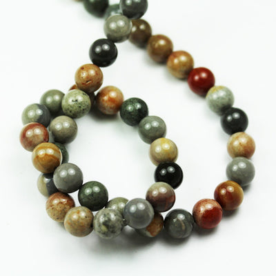 Polychrome Jasper,10mm Round Jasper Gemstone Strand, One full strand  hole 1 mm