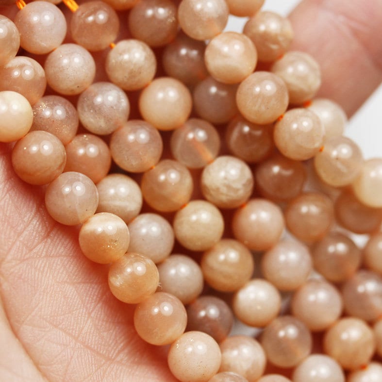 Natural Peach Moonstone,6mm Round Gemstone Strand, One full strand , 1mm hole, about 65 beads