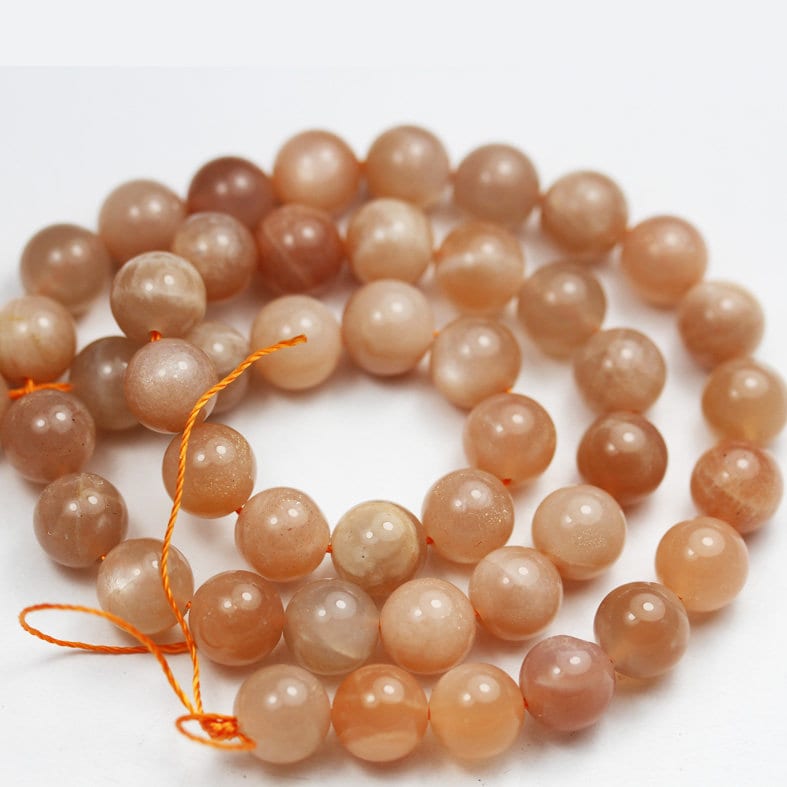 Natural Peach Moonstone,6mm Round Gemstone Strand, One full strand , 1mm hole, about 65 beads