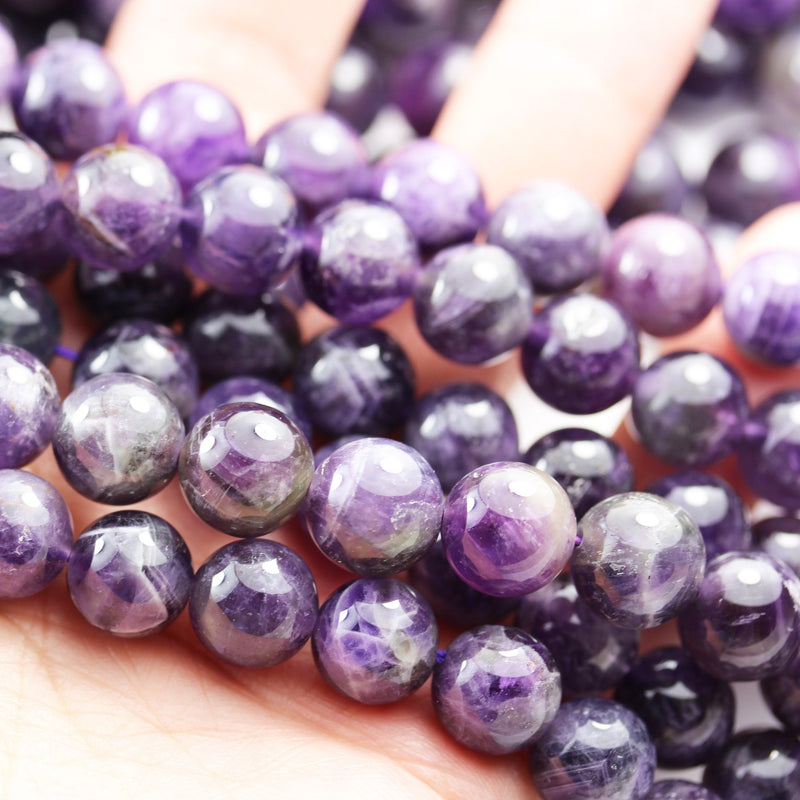 Amethyst,10mm Round Natural Gemstone Beads, One full strand, 16", 1mm hole