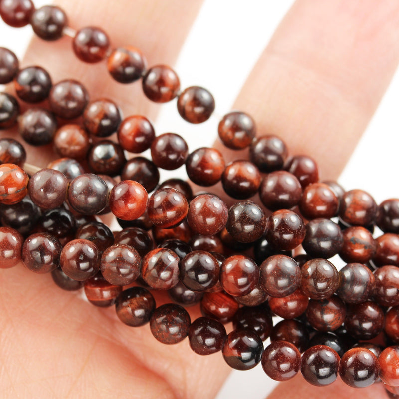 Red Tiger eye, 4mm Round Gemstone Strand, One full strand 15.5 inch , about90bead,0.8mm hole