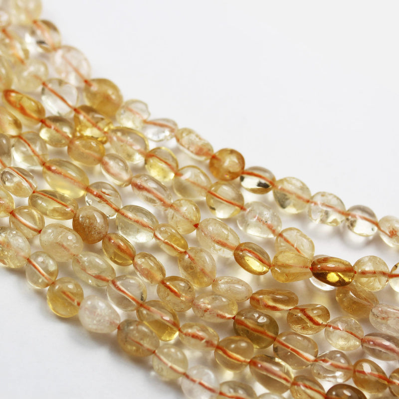 Natural Citrine,6*8mm Natural nugget shape Gemstone Chips, 16 inch , 1mm hole