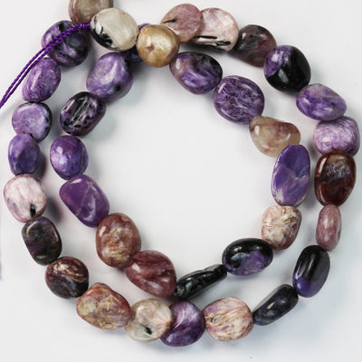 Natural Charoite, 8*10mm Gemstone Beads, Center drilled Nugget Shape, 16 Inch, about 45 beads, 1mm hole