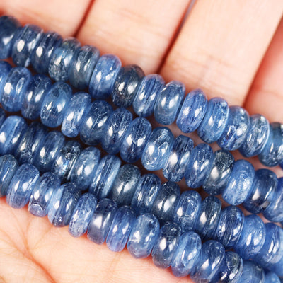 Natural Kyanite, 8mm Blue Rondell Gemstone Strand, 15.5inch, about 50 beads, 1mm hole