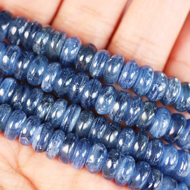 Natural Kyanite, 8mm Blue Rondell Gemstone Strand, 15.5inch, about 50 beads, 1mm hole