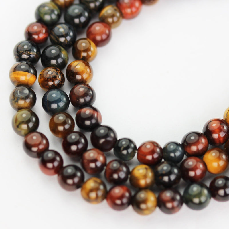 Tiger eye, 4mm Round, Multicolor Tiger eye gemstone stone , One full strand , about 85 beads, 15.5" strand, 0.8mm hole