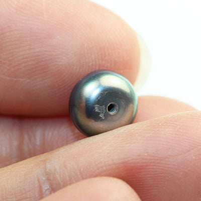 Freshwater Pearl, AAA7-8mm Half Drilled Peacock Button Round Pearl Studs  for Making earring/Ring , hole 1mm