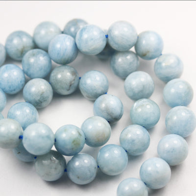 Natural Aquamarine, 10mm  round gemstone,One full strand , Gemstone beads, 16", 1mm hole, 40 pcs