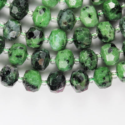 Natural Ruby Zoisite, 6*8mm Faceted Rondelle Gemstone Strand, 8 inch , about 25 beads,hole1mm