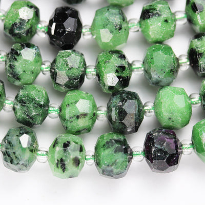 Natural Ruby Zoisite, 6*8mm Faceted Rondelle Gemstone Strand, 8 inch , about 25 beads,hole1mm