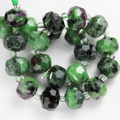 Natural Ruby Zoisite, 6*8mm Faceted Rondelle Gemstone Strand, 8 inch , about 25 beads,hole1mm