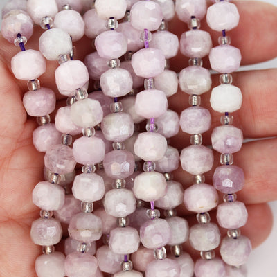 Natural Kunzite , 6*8mm Faceted Rondelle Gemstone Strand, 8 inch , about 20 beads,hole1mm