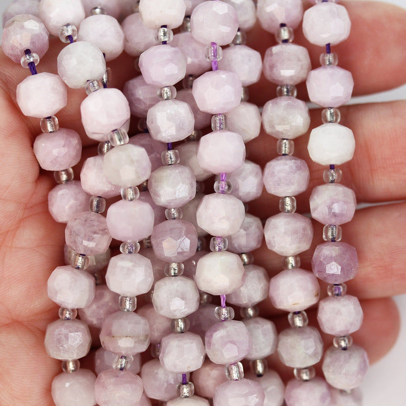 Natural Kunzite , 6*8mm Faceted Rondelle Gemstone Strand, 8 inch , about 20 beads,hole1mm