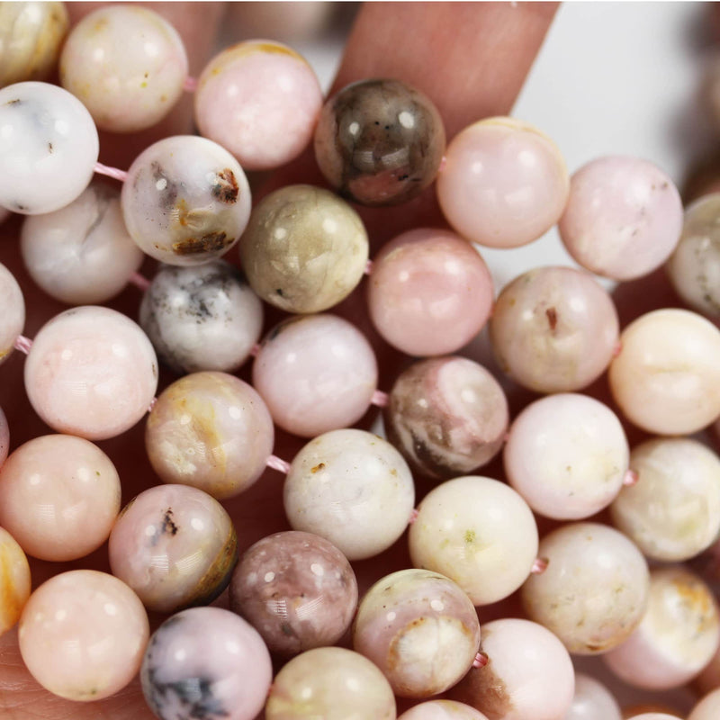 Natural Pink Opal, 10mm Round Gemstone Beads,15.5", 1mm hole, about 40 beads