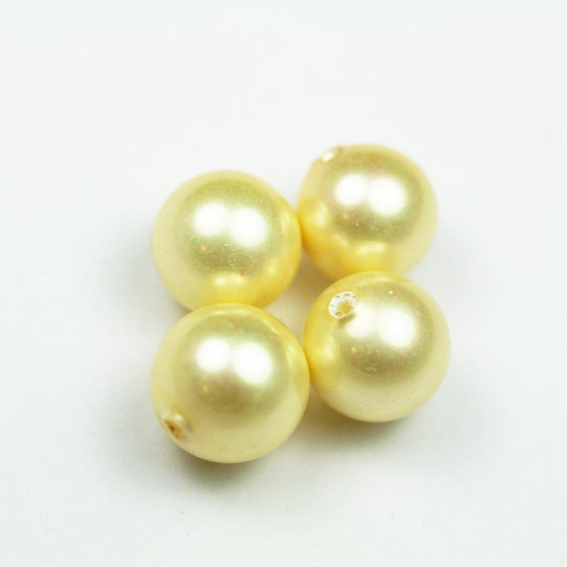 35%off Shell Pearl, 3pairs 8mm Half Drilled Gold Round, for Making earring/Ring , hole 1mm