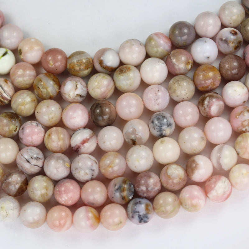 Natural Pink Opal, 10mm Round Gemstone Beads,15.5", 1mm hole, about 40 beads