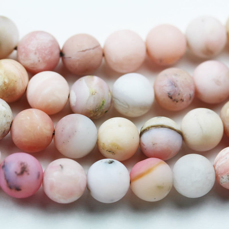 Matte Pink Opal, 8mm Round Gemstone, Full strand Gemstone Beads,15.5", 1mm hole