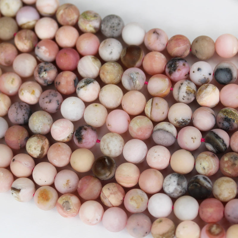 Matte Pink Opal, 8mm Round Gemstone, Full strand Gemstone Beads,15.5", 1mm hole