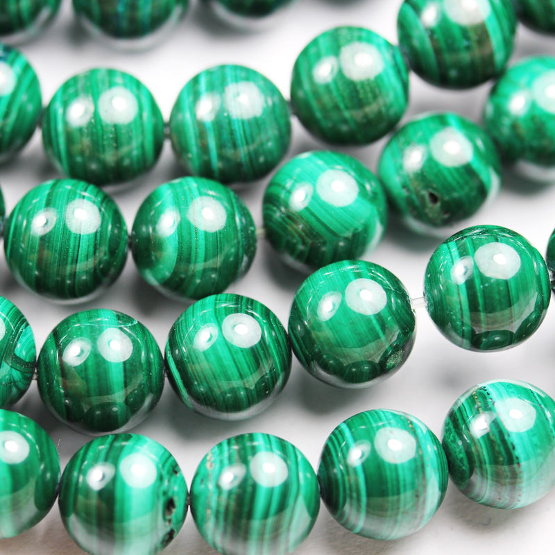 Malachite, 10mm Round, One full strand Natural Gemstone Strand, 40beads,1mm hole