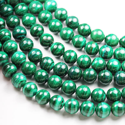 Malachite, 10mm Round, One full strand Natural Gemstone Strand, 40beads,1mm hole