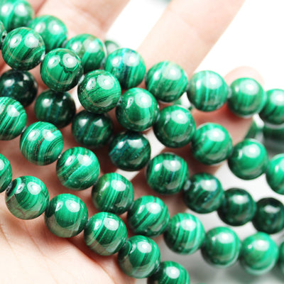 Malachite, 10mm Round, One full strand Natural Gemstone Strand, 40beads,1mm hole