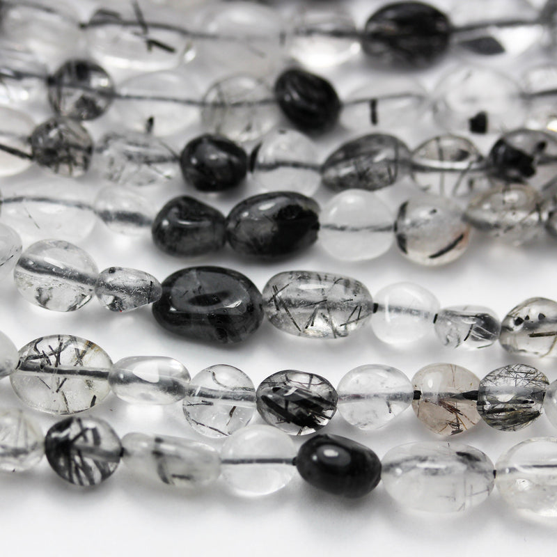 Rutilated Quartz, 6*8mm Natural gemstone nugget,One full strand Gemstone beads, 15.5"